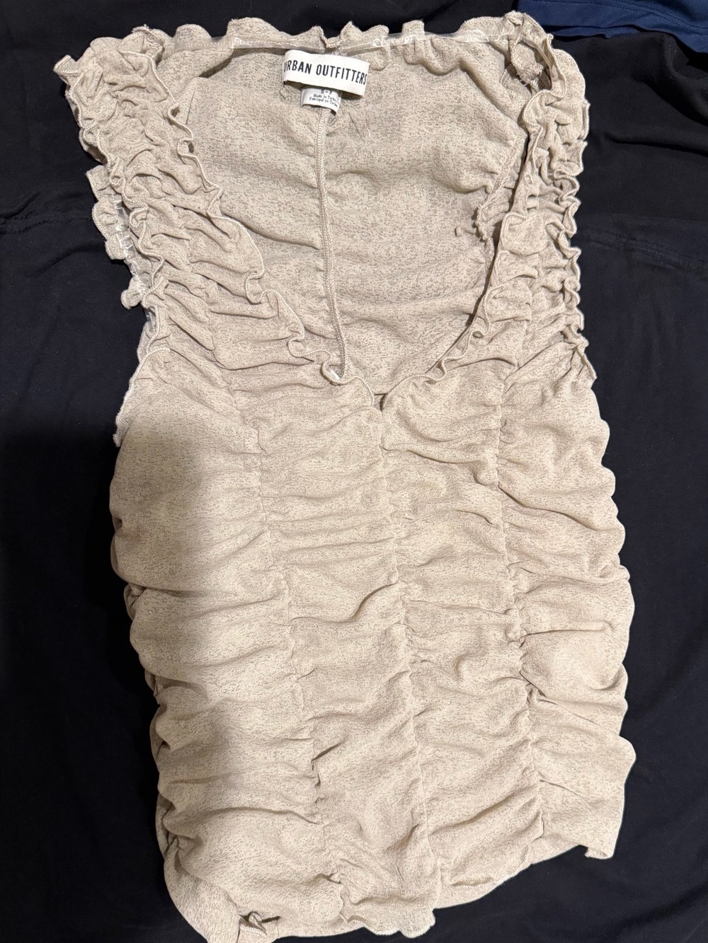 Urban Outfitters Neutral Beige Ruched Sleeveless Top